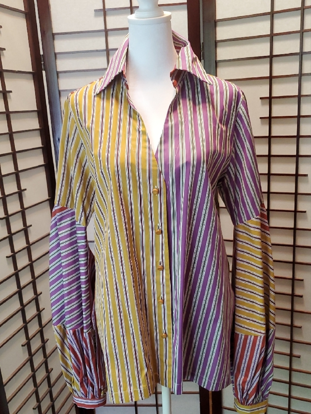 Silvia Tcherassi Red and Purple Striped Blouse
